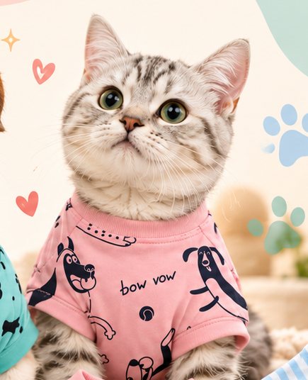 Gato com camiseta rosa DuoPatas